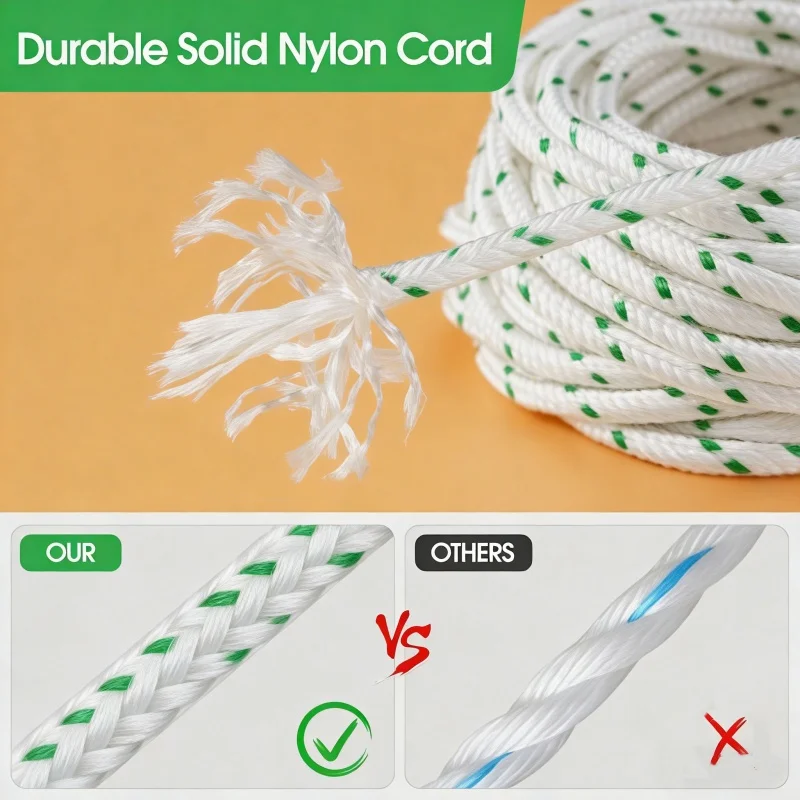 LUSQI 3MM/4MM*15M Pull Cord Recoil Starter Rope Replacement Accessories For Lawn Mower Chainsaw Trimmer Edger Engine Parts