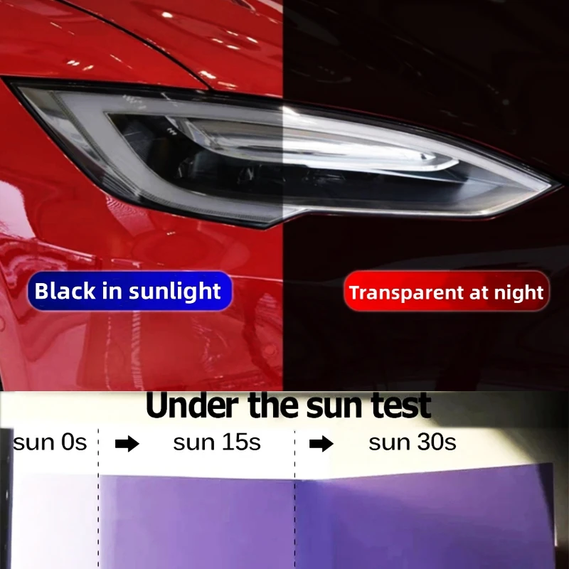 TPU UV Intelligent Color Change Car Headlight Protection Film PPF Paint Protection Photochromic Film Self-healing Anti-scratch