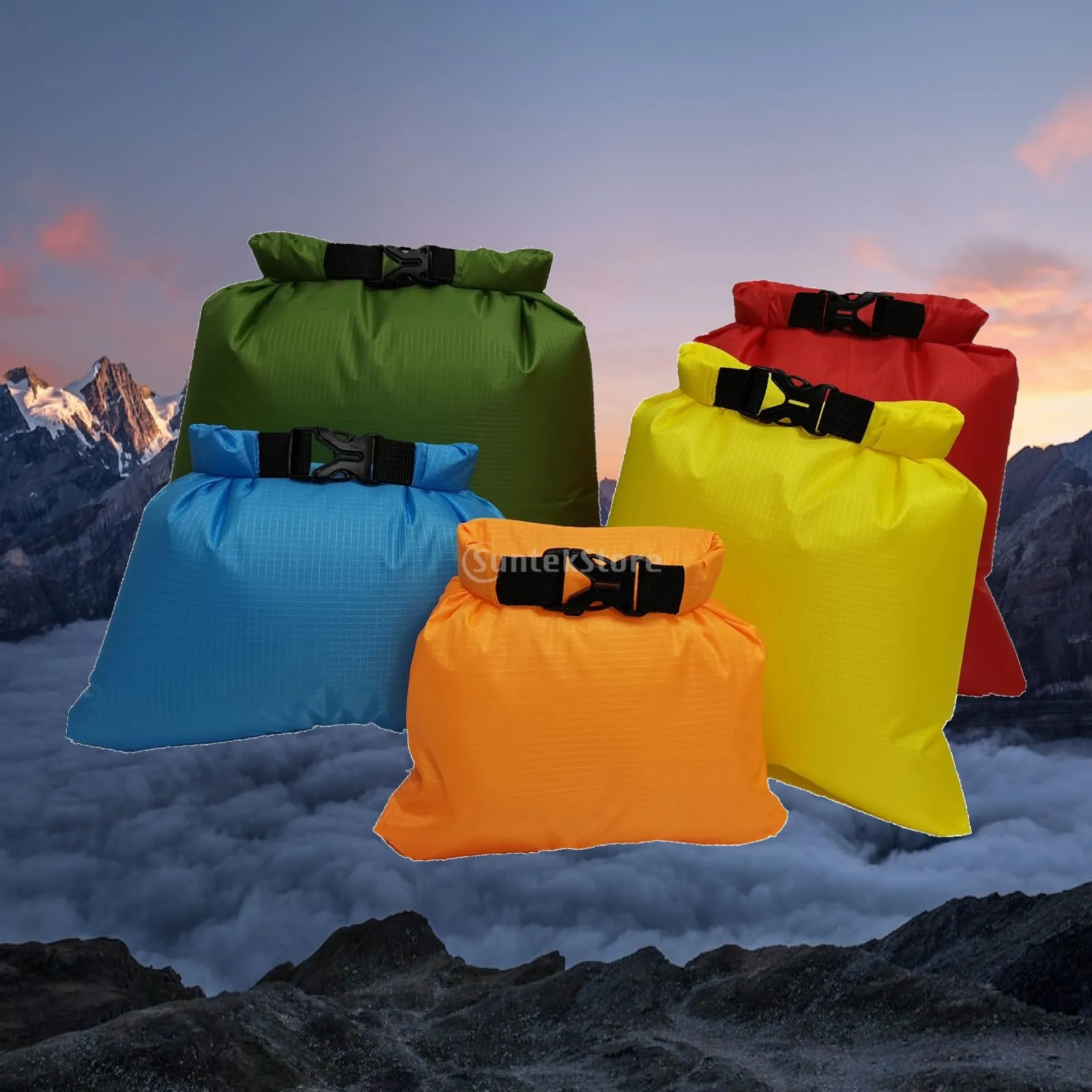 5 Pieces Drying Sack Marine Dry Bags Accessory Versatile Multiple Sizes 1.5L 2.5L 3.5L 4.5L 6L for Tour Canoe, Fishing, Rafting