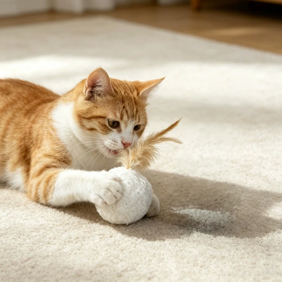 Cat Toy Ball Pet Plush Feather Rattle Interactive Chasing Toy For Indoor Kittens Adult Cat Pouncing Play Durable Interactive Toy
