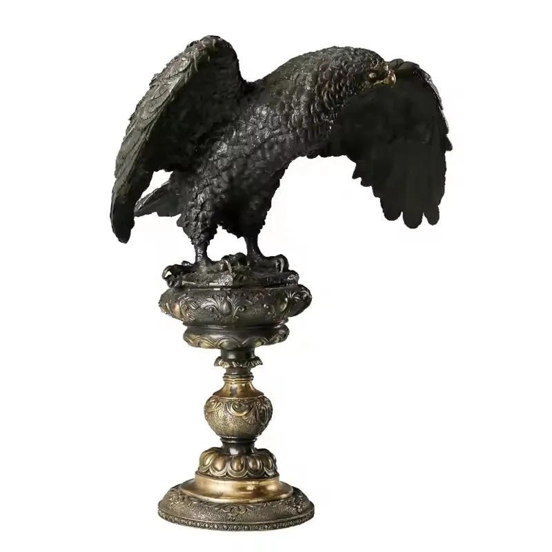 Bronze Arab Eagle Statue Hawk Sculpture Figurine Brass Falcon Art Home Decor Upscale Gifts view 2