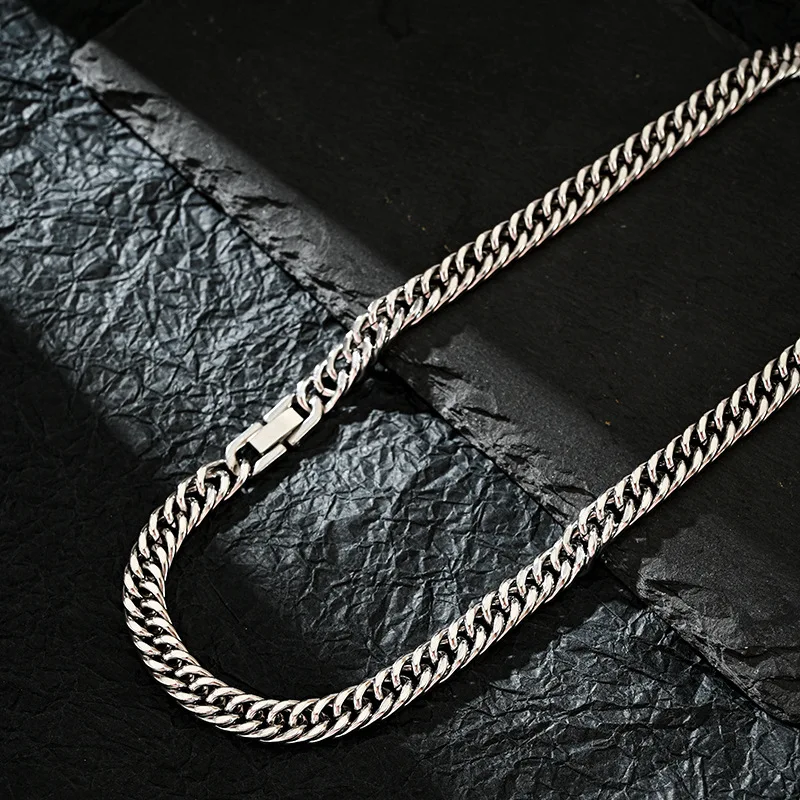 7 MM Stainless Steel Cuban Chains Necklace for Men Women Hiphop Punk Neck Chains Upgraded Cuba Necklaces Male Steel Neck Jewelry