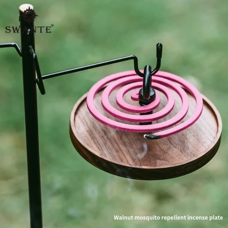 

Swante Black Walnut Outdoor Camping Mosquito Coil Plate With Ground Pegs Japanese Style Creative Sandalwood Rack Camping Tools