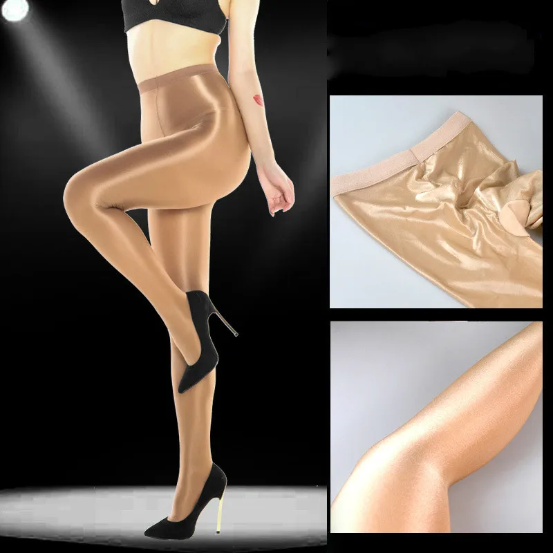 

70d Night Club Singer Stage Oily Tights Show Flash Reflective Silk Pure Color Women Pantyhose 3pcs/lot