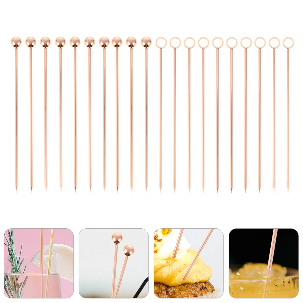 

20 Pcs Stainless Steel Decorative Sign Fruit Pick Stick Cocktail Fruits Picks Metal Fruitful Appetizer Martini