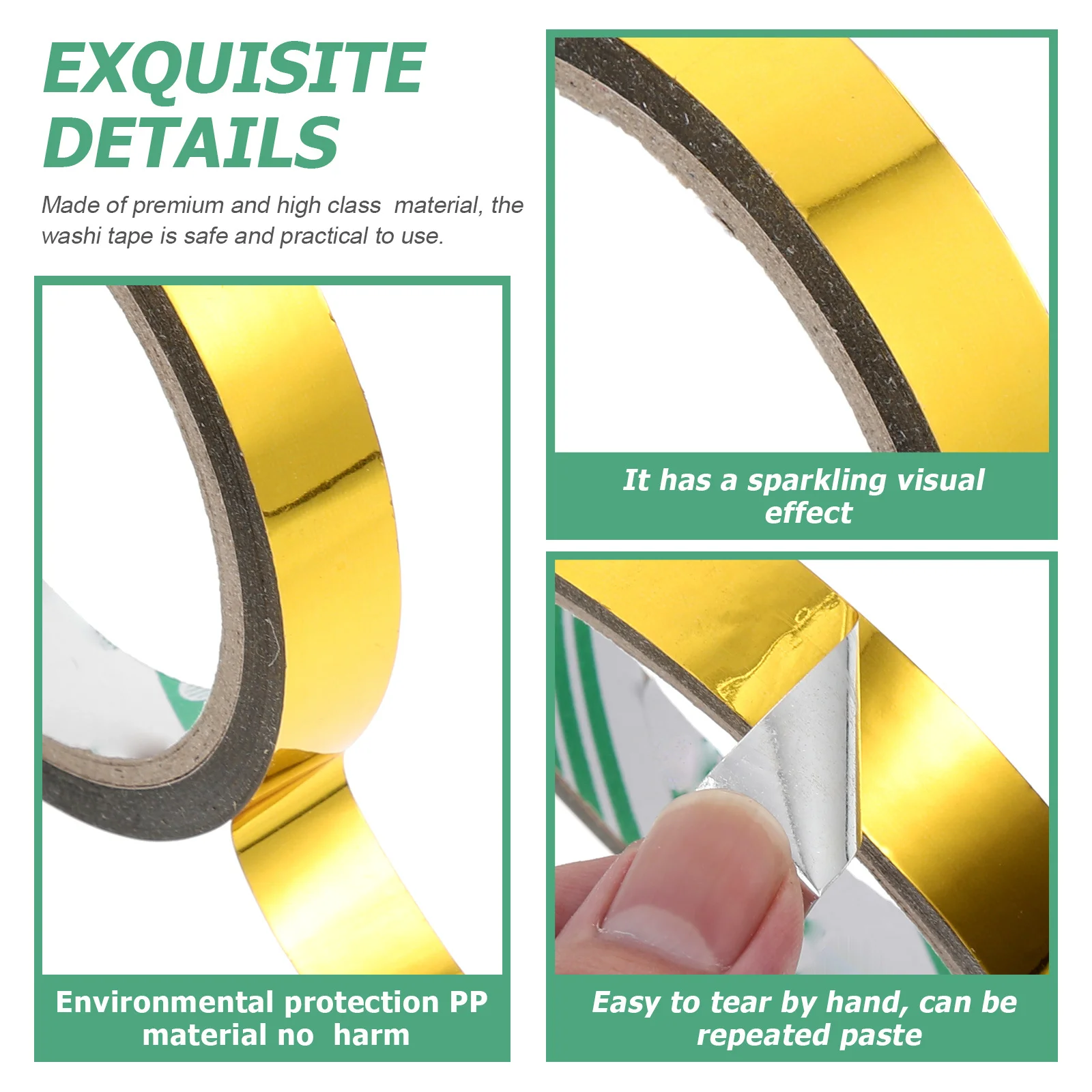 6 لفات من شريط المرآة الذهبية التي يمكنك صنعها بنفسك، شريط اشي فني ممتاز لتغليف الهدايا، سكرابوكينغ، ديكور المنزل، اللوازم المكتبية