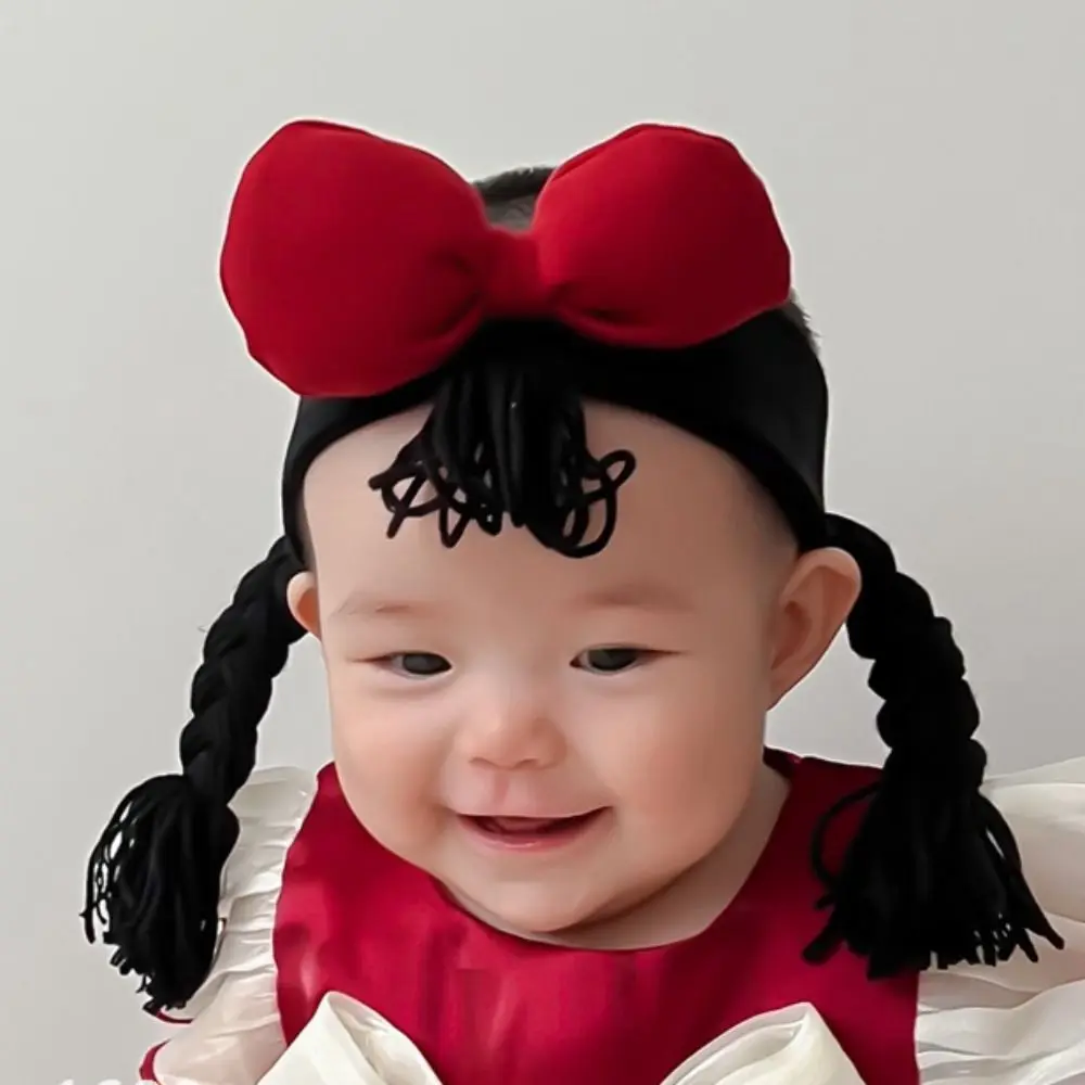 

Princess Bowknot Newborn Wig Headband Cute Braid Baby Hair Wig Natural Decor Infant Hair Bands Wig Toddler