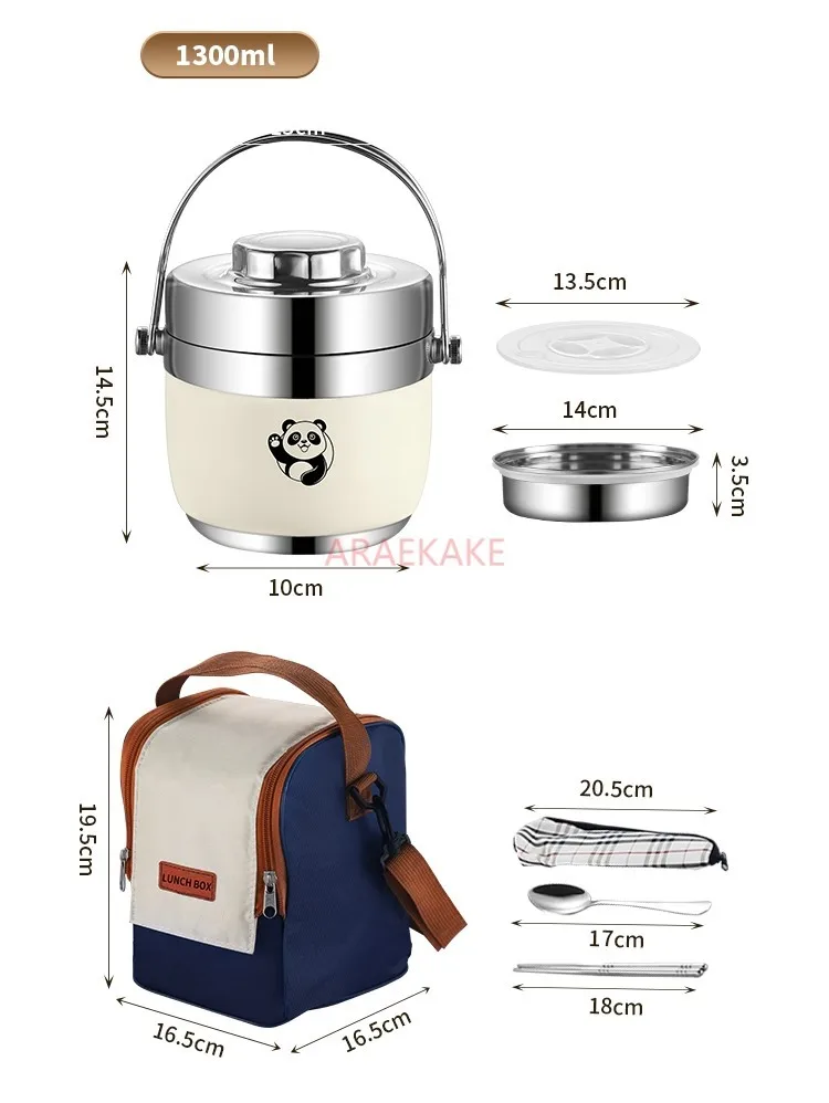 Insulated lunch box, extra long insulated bucket, 304 stainless steel lunch box