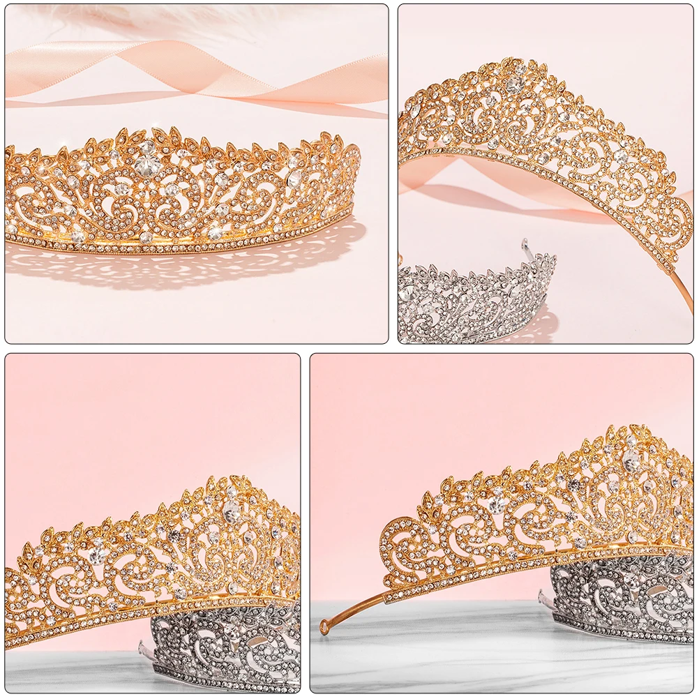 

Crown Tiara Romantic Hoop Headband Sparkling Headpiece Wedding Golden Bride Hair Accessory Rhinestone Headpieces Stylish Hair