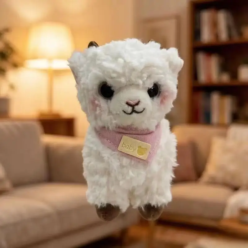 [New] Soft Fluffy White Lamb Plush Toy With Cute Bandana Perfect For Kids Birthday Gifts Bedroom Decor