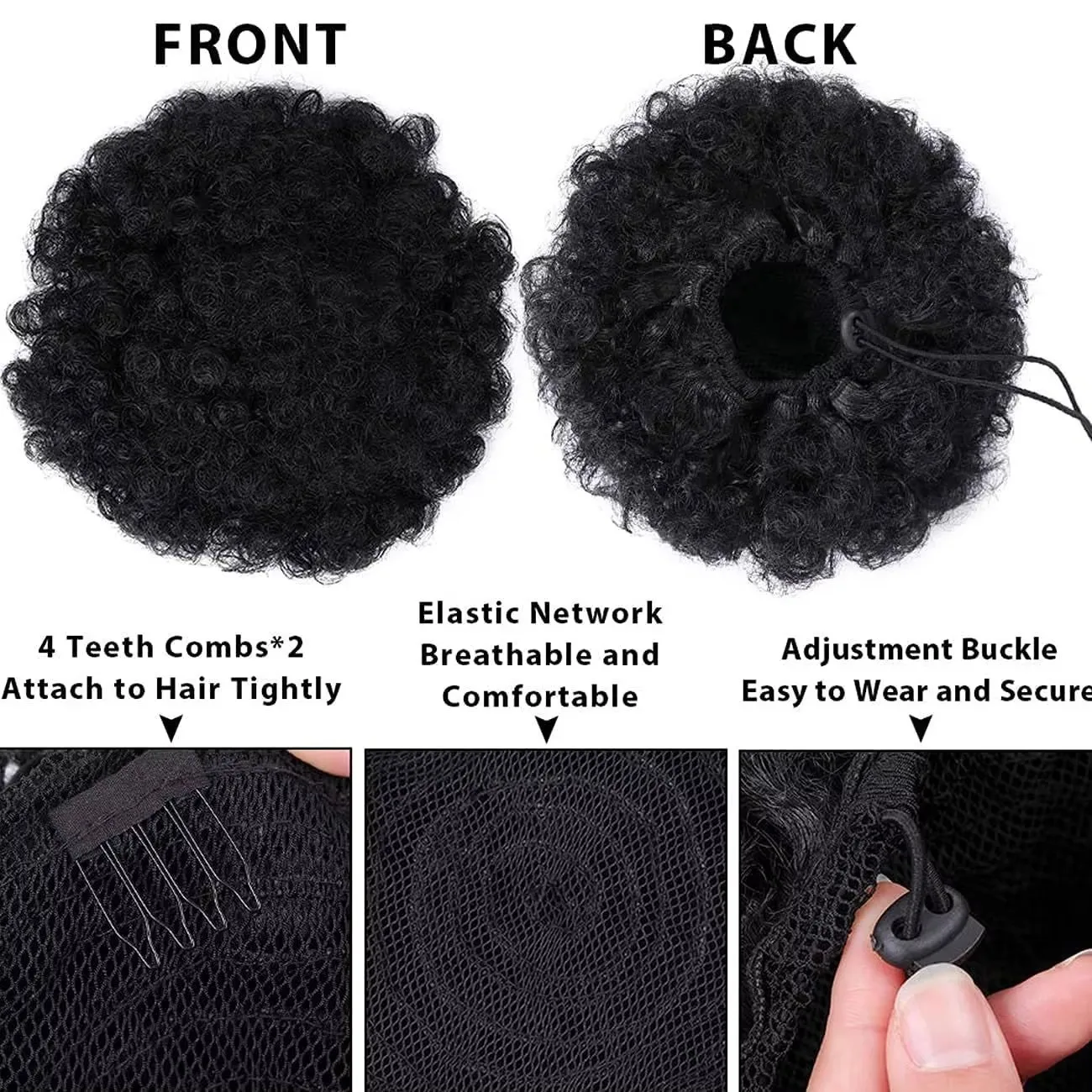 Large Afro Puff Drawstring Ponytail Short Kinky Curly Hair Bun Extension Synthetic Hairpieces Updo Hair Extensions with Clips