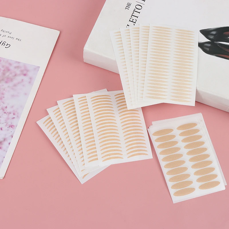 200 pçs malha de renda invisível dupla pálpebra elevador fita adesivo adesivo com pinça ferramenta maquiagem