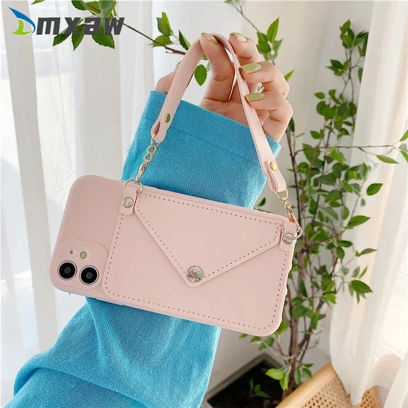 Wallets Card Case For OPPO A79 5G Reno 11 Pro 10 Pro A38 A18 A78 A58 4G A2 Pro Strap portable Holder Cover+Silicone Lanyard