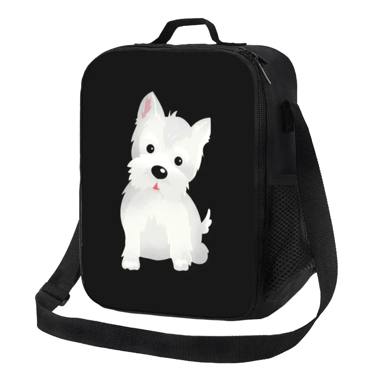 Cute Westie Puppy Dog Portable Lunch Boxes for  Waterproof West Highland White Terrier Cooler Thermal Food Insulated Lunch Bag