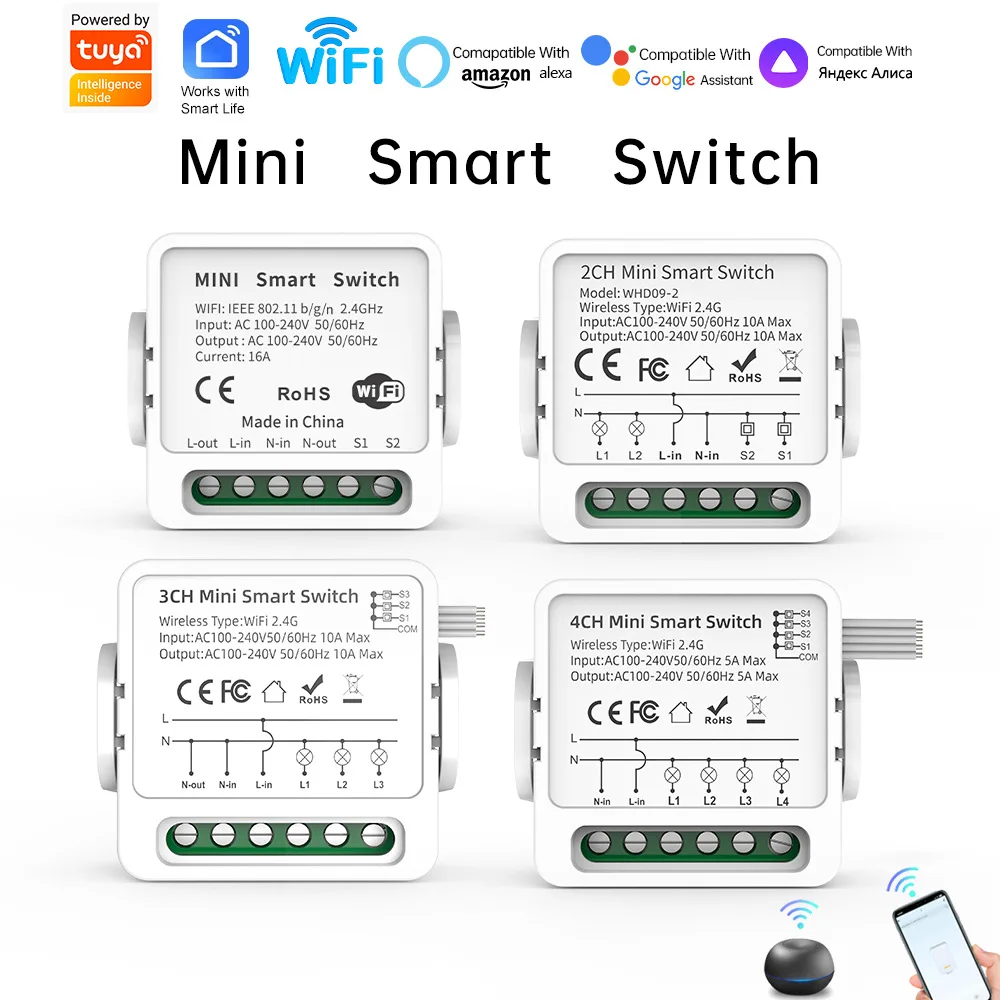 

TUYA WiFi Zigbee Switch 110V-240V Multi-channel Dry Contact Curtain Dimming Power Monitor Metering Intelligent Switch