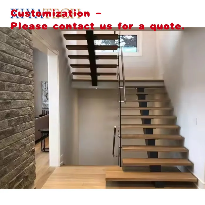 

на заказ. Горячий продавец. Роскошные сборные современные домашние прямые лестницы из стального дерева со стеклянным поручнем.