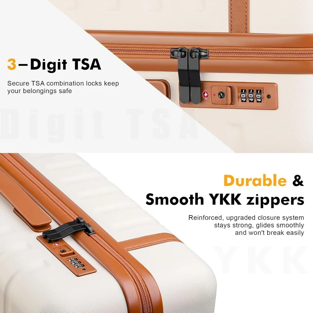 3 Piece Spinner Luggage Set, Lightweight Hardside Suitcase with TSA Lock, 20 Inch Carry-On, YKK Zippers, Travel Essential