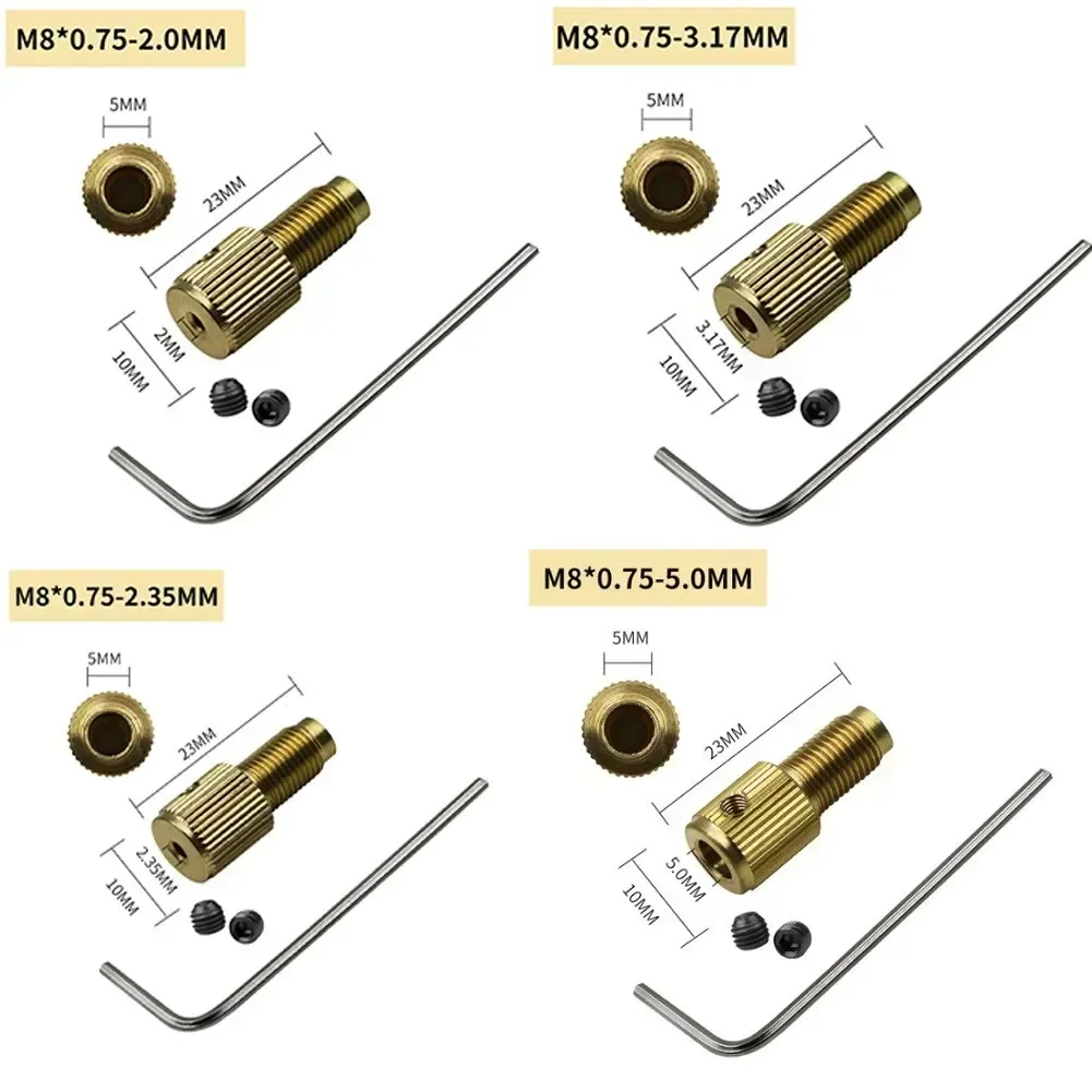 하이 퀄리티 구리 드릴 척 샤프트, 실용적인 W/렌치, 23.5mm 길이 클램프 연결 M8-2, 2.3, 3.17, 5mm, 신제품