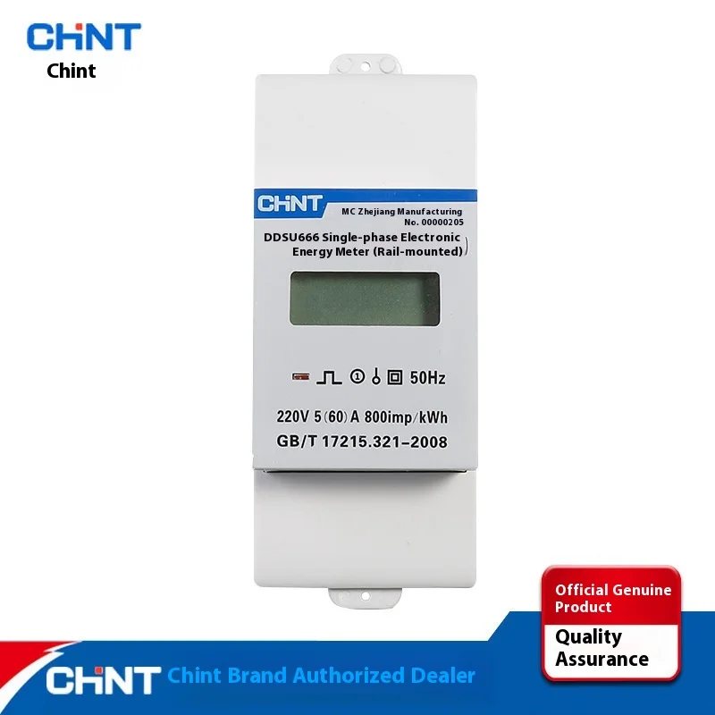 DDSU666 Meteran Energi Elektronik Satu Fasa Terpasang di Rel 0.25-0.5(60)A Komunikasi RS485 Tahan Api