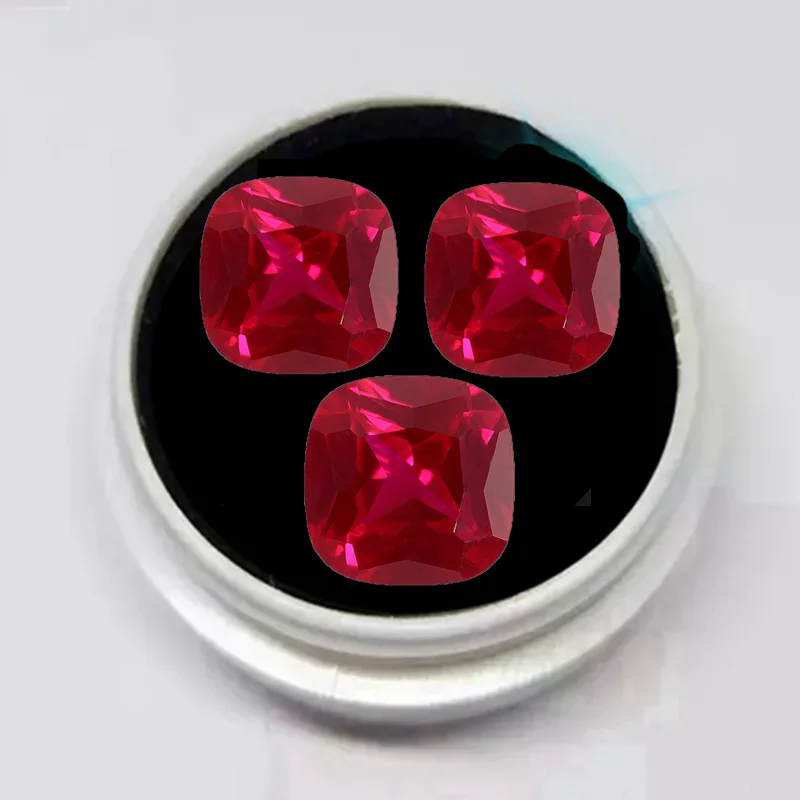 

Box Cushion Cut Ruby Pass UV Test Blood Ruby For Women Jewelry Ring Setting Natural Loose VVS Gems