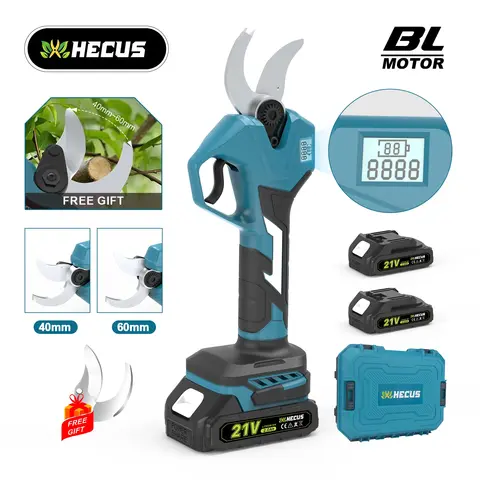 Hecus 40mm 브러시리스 전기 가지 치기 전단 2 기어 전기 가위 Makita 18V 배터리 핀 용 과수원 관목 가지 치기 도구