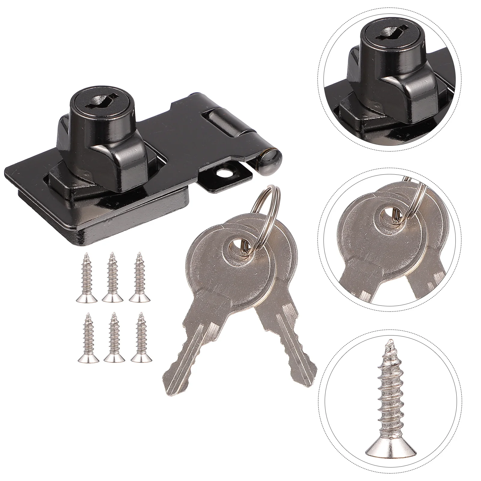 

2Pcs Keyed Hasp Locks Cabinet Door Lock Turn Knob Rotate 90 Degree for Home Office Kitchen Furniture Keyed Hasp Locks