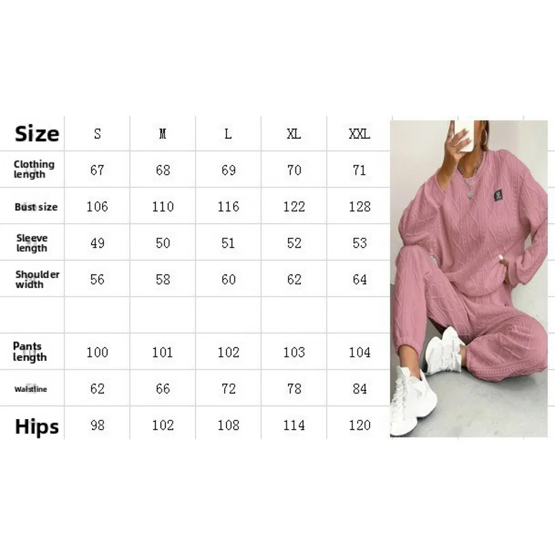 QICHE Women 2026 Spring‑Autumn European‑American Cable‑Knit Spliced Crew‑Neck Long‑Sleeve Top & Jogger Pants 2‑Piece Set
