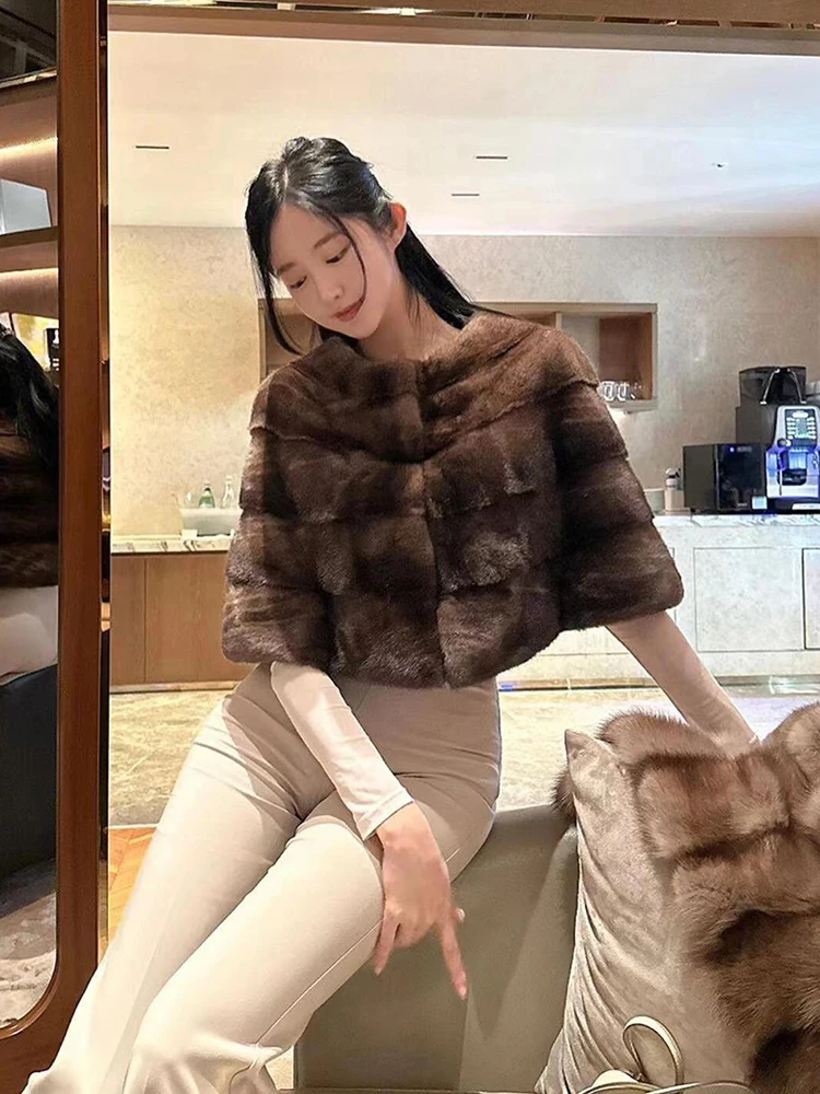 ort Fur Coat Women's Faionable Versatile Warmth Padded ort Pelt Cowl Ne Wrap Korean Sle Thiened round Collar Coat