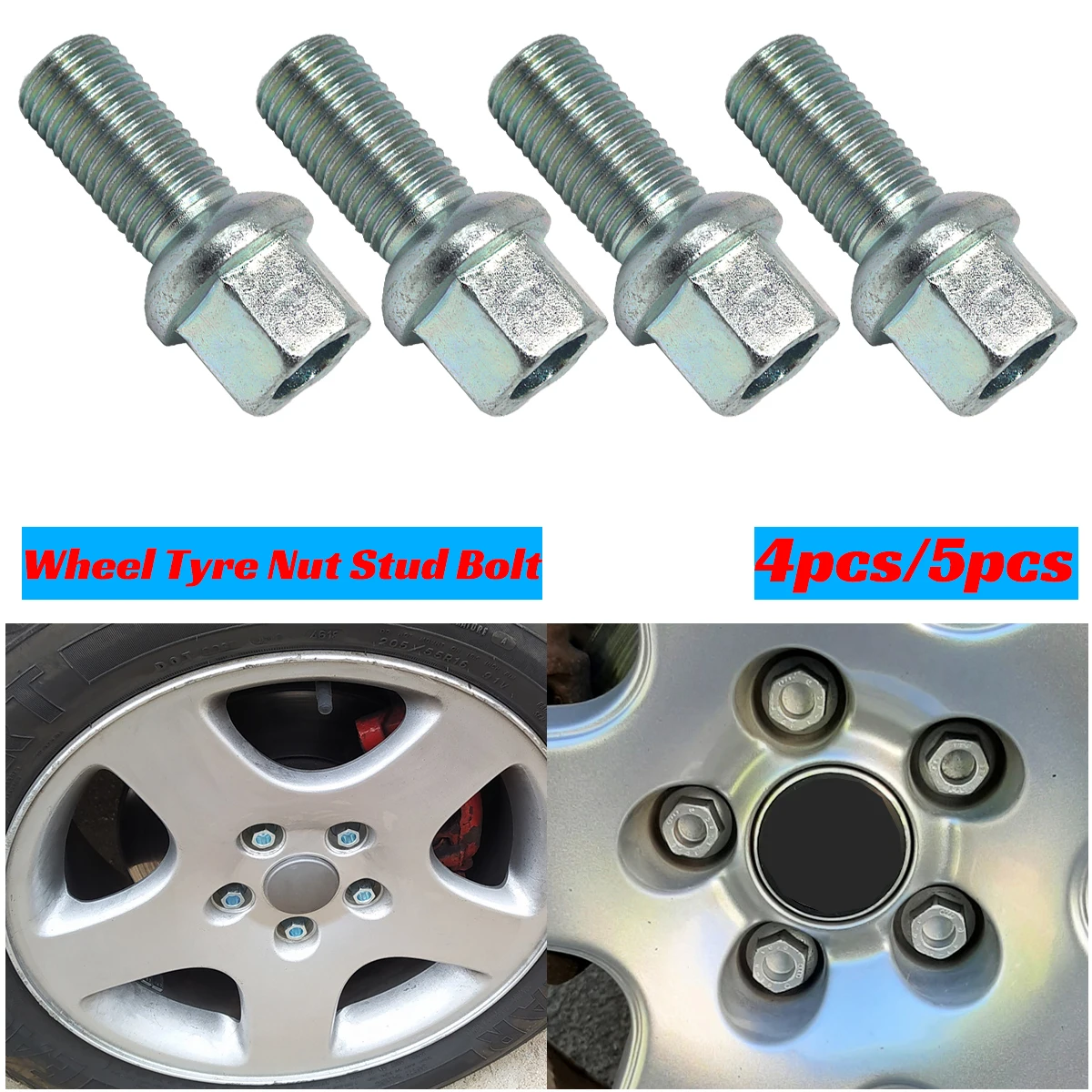 

4pc Wheel Tyre Nut Stud Lug Bolt Screw Replacement 443601139A 443601139C 8D0601139A For Audi SEAT Skoda VW Sharan Tiguan Touran
