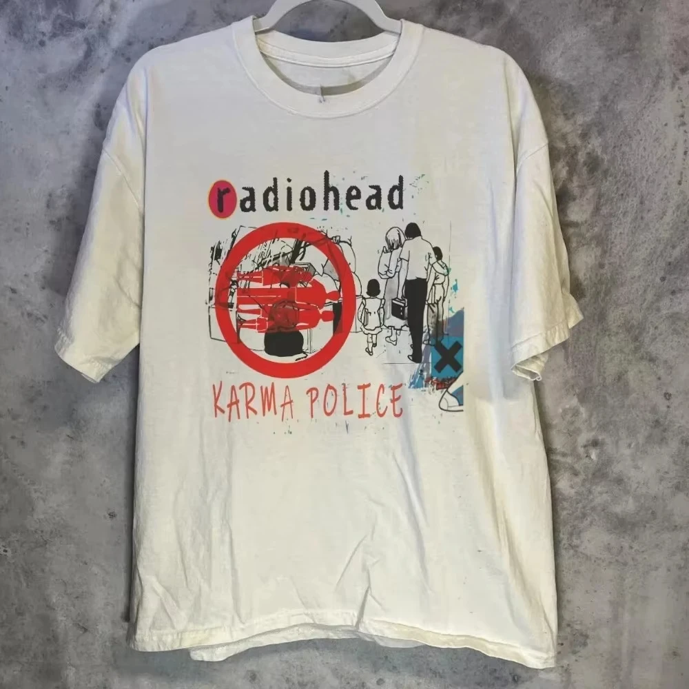 Radiohead Band camiseta Radiohead estilo clásico blanco Unisex camiseta hombres calle Hip-hop Rock camisetas de manga corta de cuello redondo para mujeres