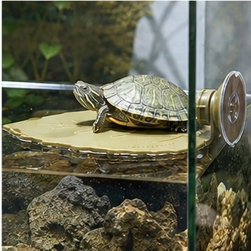 Floating Turtle Basking Platform Leaf Design Spacious Basking Area for Turtles Reptiles Frogs Crabs Suction Cup Aquarium