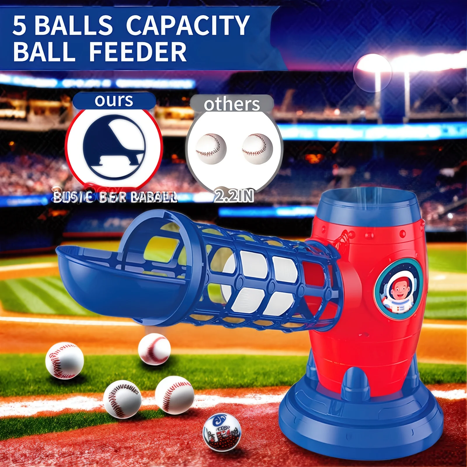 Prodotto super nuovo americano, giocattolo automatico per macchina da baseball Home Run, set con mazza da baseball, include 10 palline, adatto per