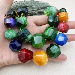 20Inchs Graduated Multicolor Large Dragon Veins Agates Cutting Nugget Beads For DIY Choker Necklace Making