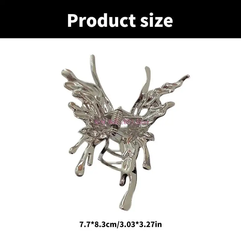 49ME Butterfly Hair Clip Large Hair Claw Clip Fashion Silver Adornment Catch Princess Barrettes Hair Styling Tool Ornaments