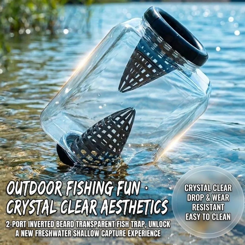 Clear Fishing Bottles Double Funnel Stream Minnow Catcher Portable Anti-Escape Mesh Cage Catch Fish Bottle Fishing Tackles