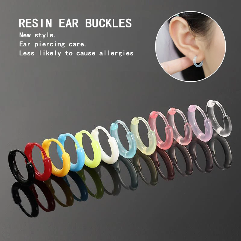 12Pcs Resin Hoop Ea… - image