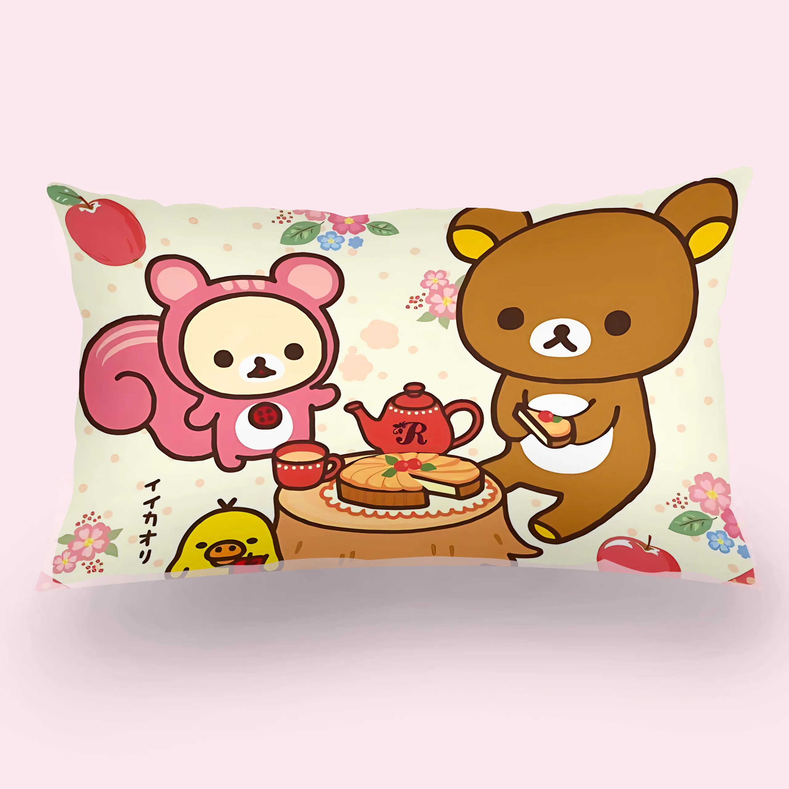 Cartoon Cute R-Rilakkumas Double-sided Printing Rectangle Pillow Case Bedside Pillowcase Sofa Cushion Cover Room Home Decoration