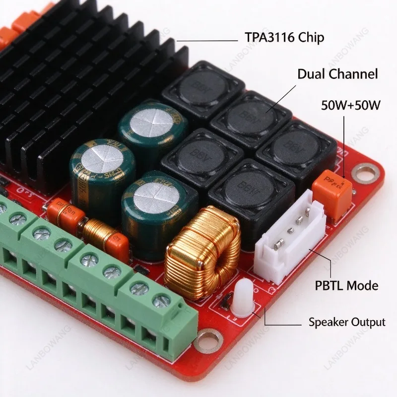 TPA3116 Dual Channel 50W Digital Power Amplifier Board PBTL 100W Mono High Power Module Audio DIY Kit