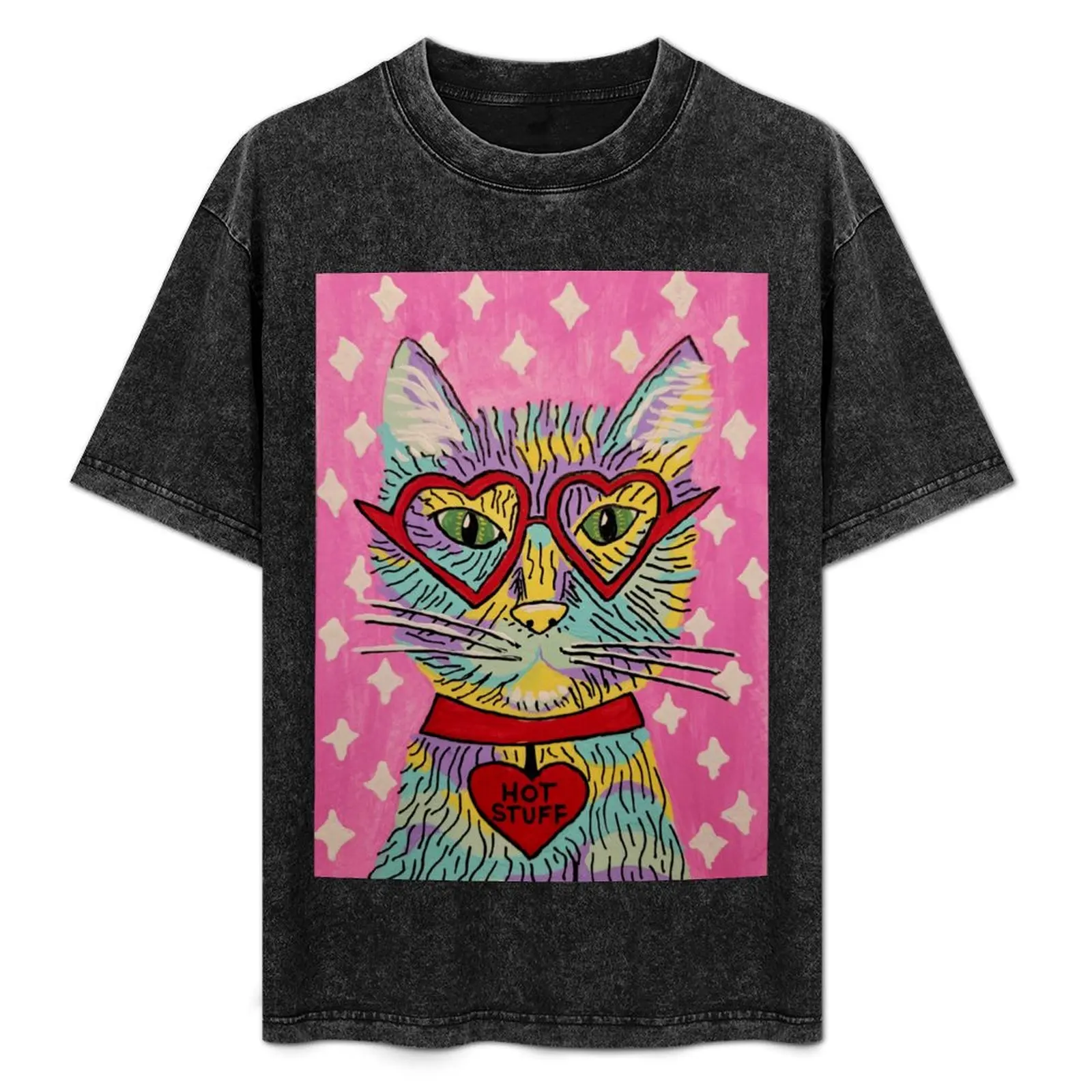 Valentine Cat: Hot Stuff T-Shirt Sport Basic Moisture Wicking Tee