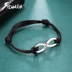 Infinity Infinite Symbol Custom Personalized Bracelet Engrave Name Bangle Rope Gift For Women Men Couple Stainless Steel Jewelry