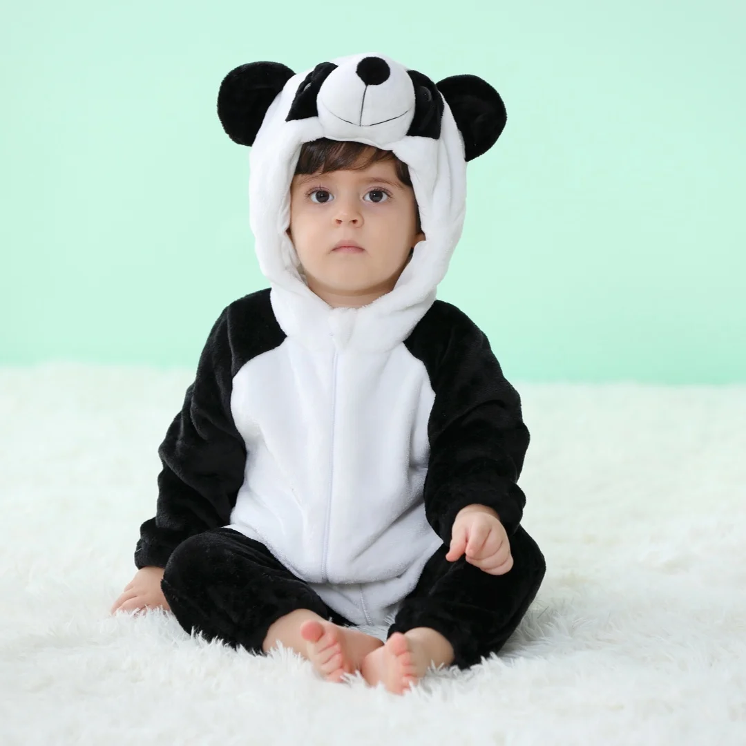 2024 Baby Unisex Romper Kigurumi Infant Cute Panda Cow Animal Onesies Jumpsuits Newborn Cartoon Pajamas For Kids Boys Christmas