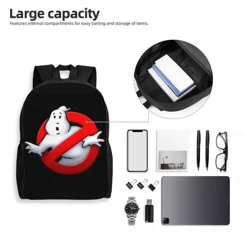 Custom Ghostbusters Logo Backpack for Boys Girls Supernatural Comedy Film College School Travel Bags Bookbag Fits 15 Inch Laptop