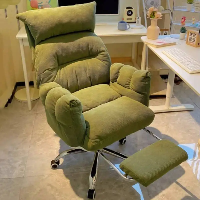 Cadeiras de escritório modernas com apoio para os pés, braços ajustáveis, revestimento em veludo, cadeiras de escritório reclináveis para jogos, cadei