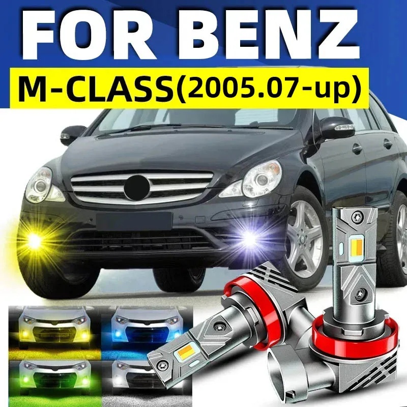 2x Car LED Front Fog Lights Bulbs Dual Colors Switchback White Yellow For Mercedes Benz M-CLASS W164 2005-up