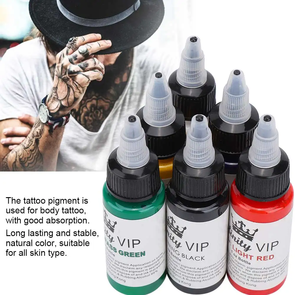 6 teile/satz semi-permanente Microb lading natürliche Farbe Tattoo Pigment Tinte langlebige Tattoo Tinte Make-up Zubehör-Tool für alle Haut