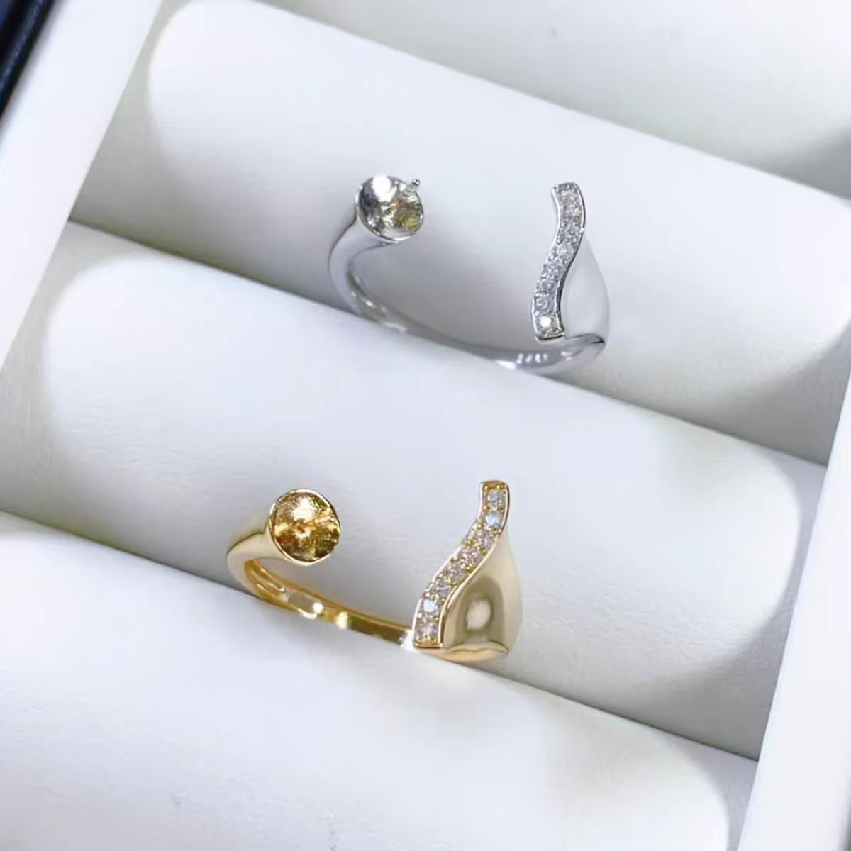 Gorgeous 925 Sterling Silver Adjustable Finger Ring Mountings Base Setting Findings Parts Fittings Accessory for 11-12mm Pearls