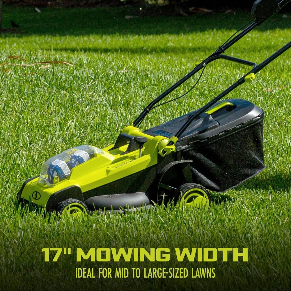 17-Inch Mulching Walk-Behind Lawn Mower W/11-Gallon Grass Catcher & 6-Position Height Adjustment, 24V-X2-17LM 48-Volt