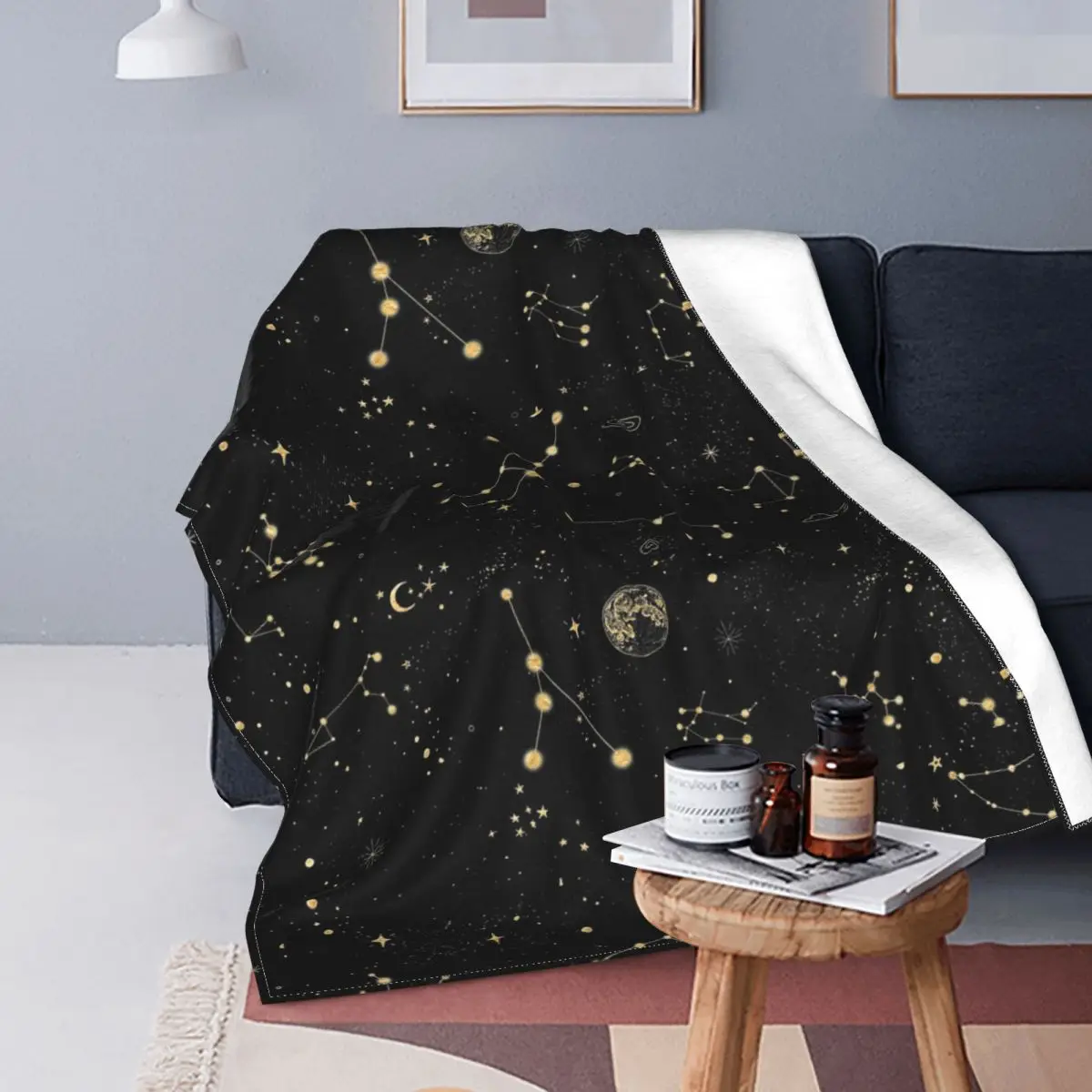 Into The Galaxy Blanket Occult Witch Magic Constellation Plush Throw Blankets Home Couch Decoration Ultra-Soft Warm Bedspreads