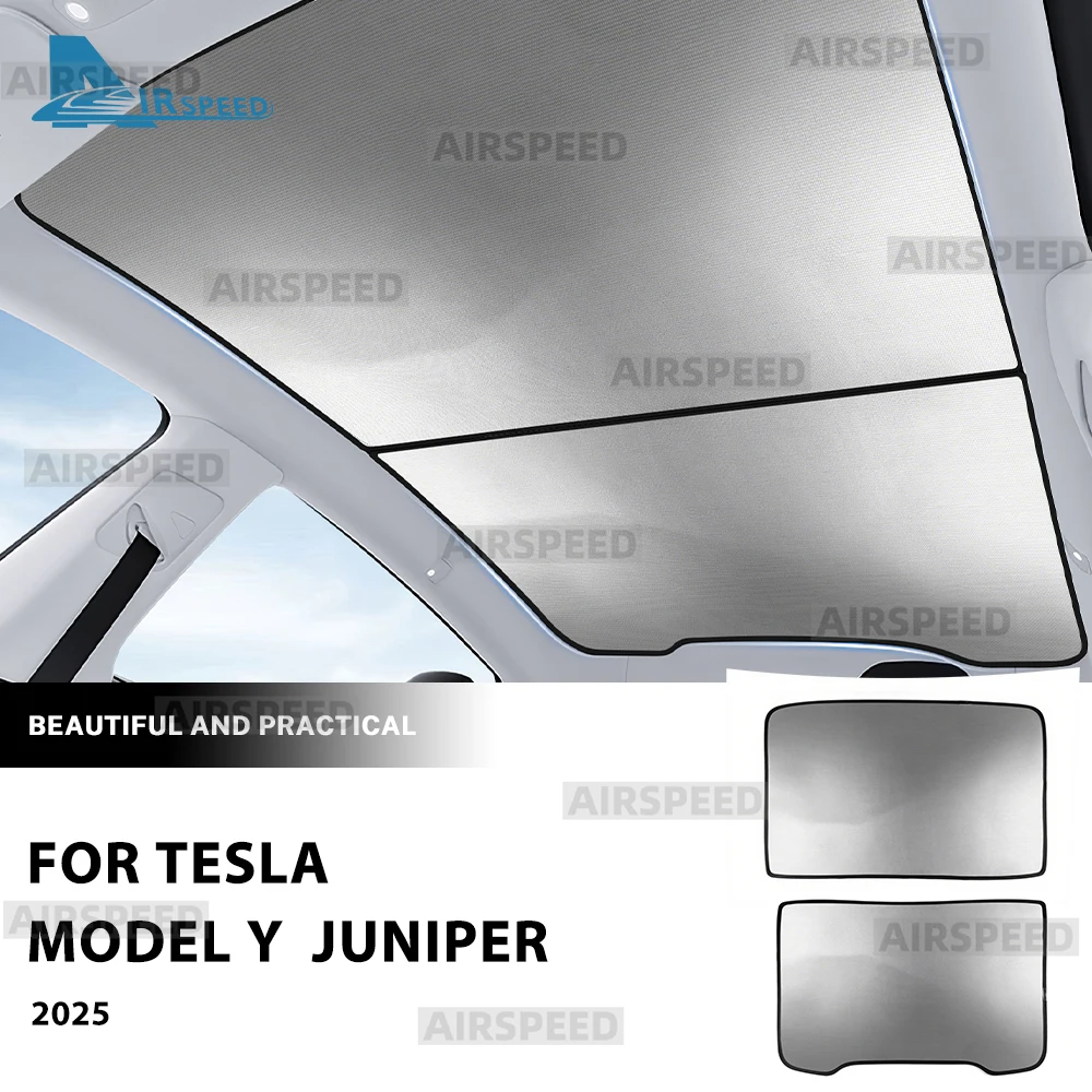 

For Tesla Model Y Juniper Launch 2025 2026-UP Ice Cloth Buckle Glass Roof Sunshade Car Front Rear Sunroof Skylight Accessories
