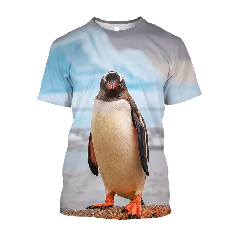 New Fun Penguin graphic t shirts For Men Fashion Leisure Comfortable Oversized Printed Personality Round Neck Short Sleeve Tees